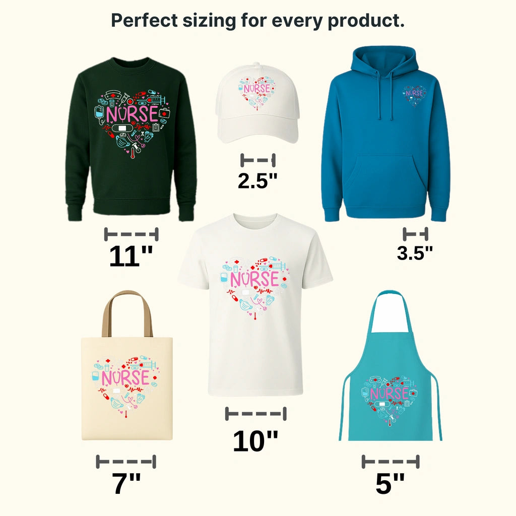 Nurse Heart Together Valentine's Day Design - DTF heat transfer - transferlegend