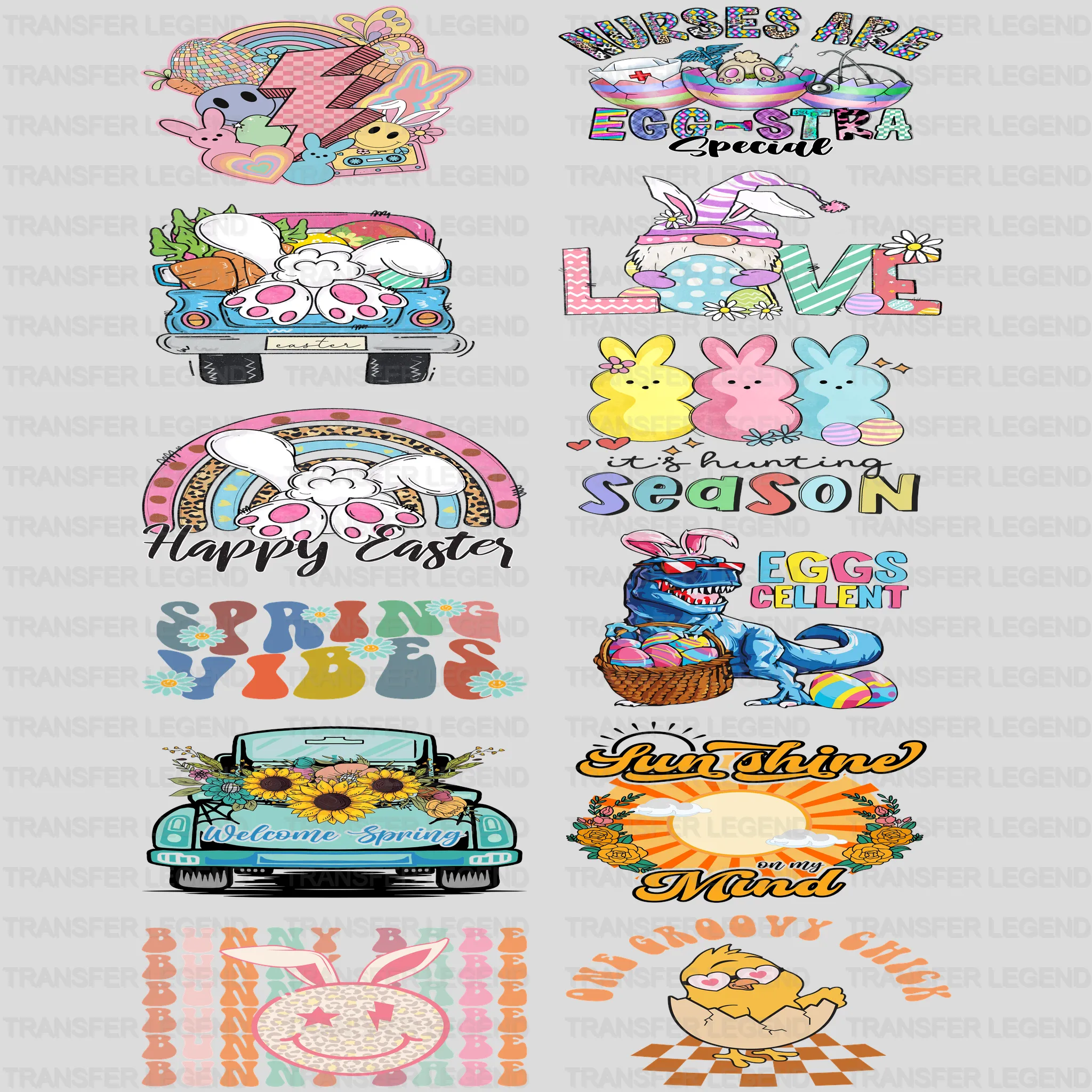 EASTER Premade Gang sheet - 12 PCS 10 INCH - transferlegend