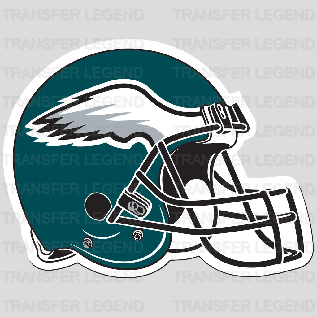 Philadelphia Eagles side‑view helmet with wing decal, NFL design - DTF Heat Transfer