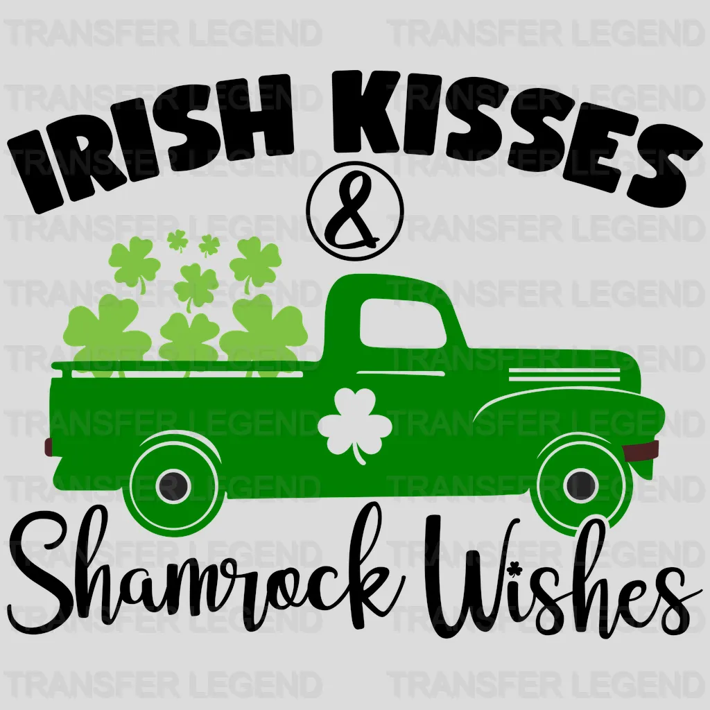 Irish Kisses & Shamrock Wishes St. Patrick's Day Design - DTF heat transfer - transferlegend