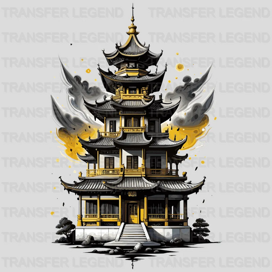 Yellow Temple Asian Design - DTF Heat Transfer - transferlegend