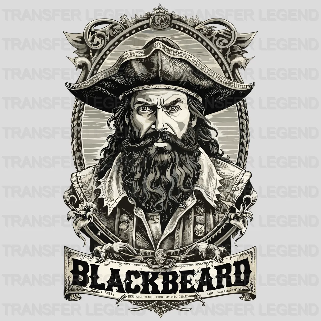 Black Beard Pirate Design - DTF Heat Transfer - transferlegend