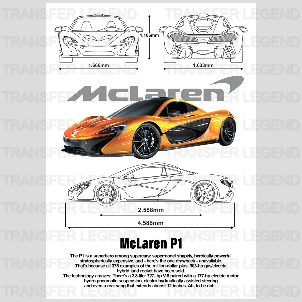 Mc Laren P1 Superhero Cars De sign - DTF Heat Transfer - transferlegend