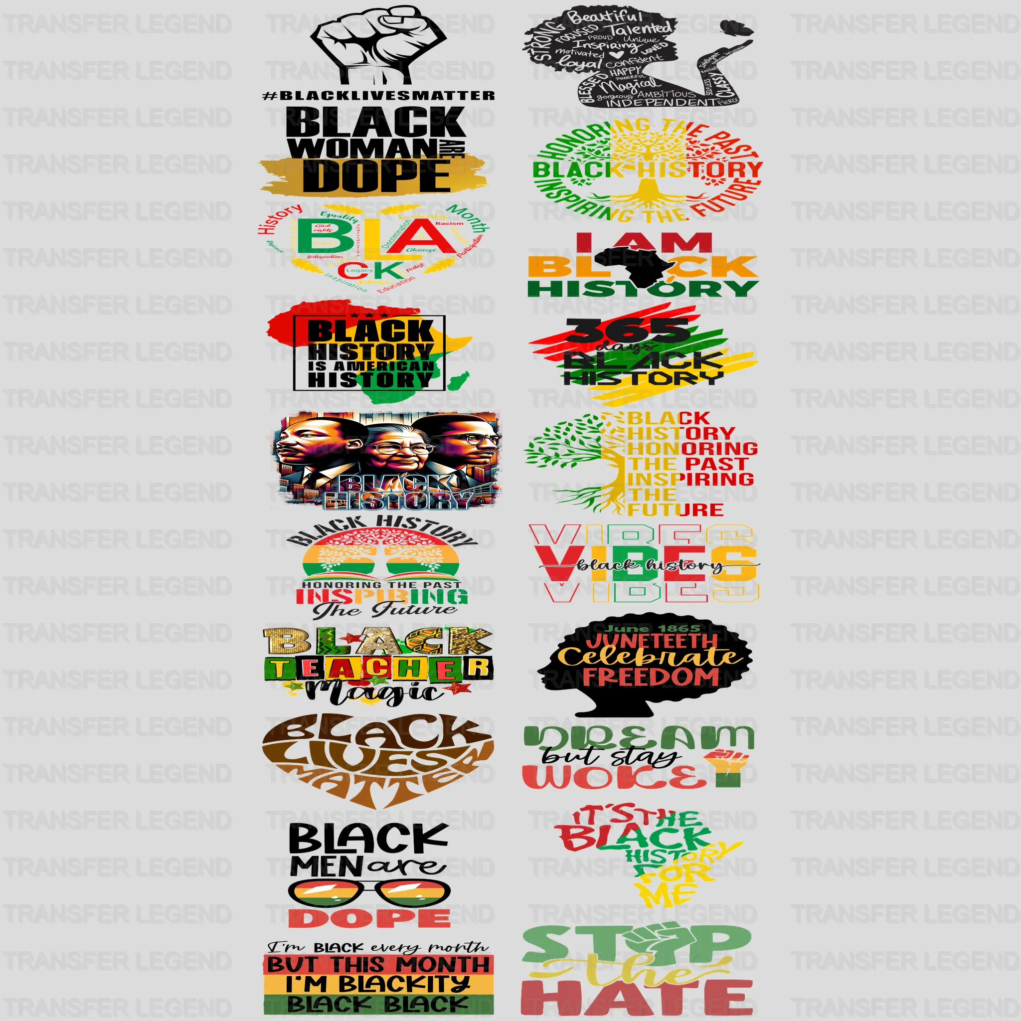 Black History Month-BLM Premade Gang sheet - 20 PCS 10 INCH - transferlegend