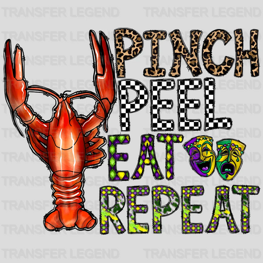 Pinch Peel Eat Repeat Mardi Gras Design- Mardi Gras DTF heat transfer - transferlegend