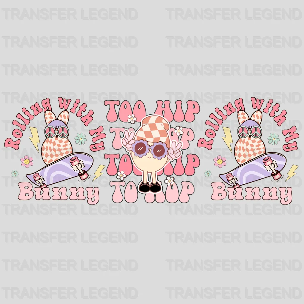 Rolling With My Bunny Easter UV DTF Transfer Cup Wrap UV DTF Sticker - transferlegend