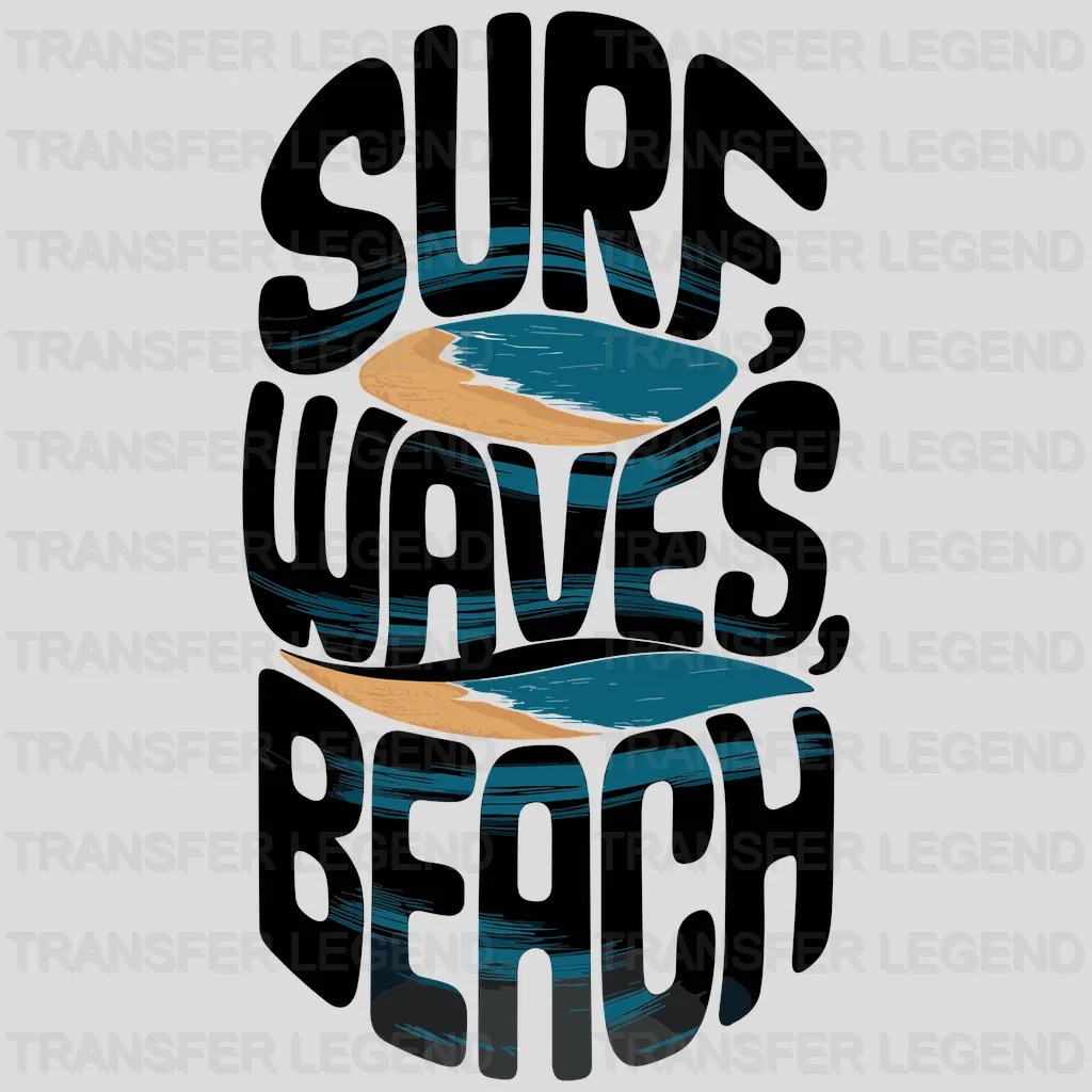 Surf Waves Beach Surfing Design - DTF Heat Transfers - transferlegend