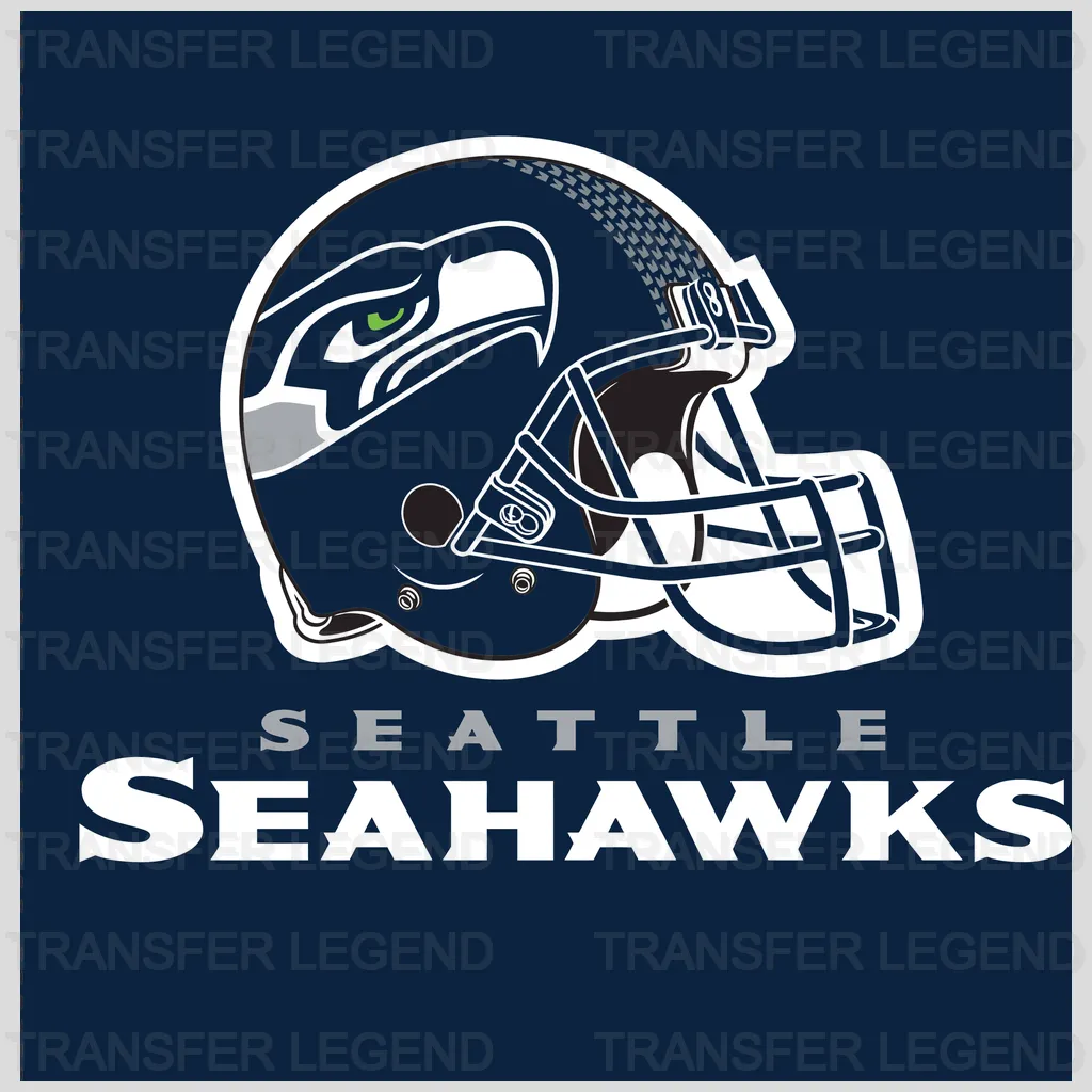 Seattle Seahawks Helmet Profile with Wordmark NFL Design - DTF Heat Transfer