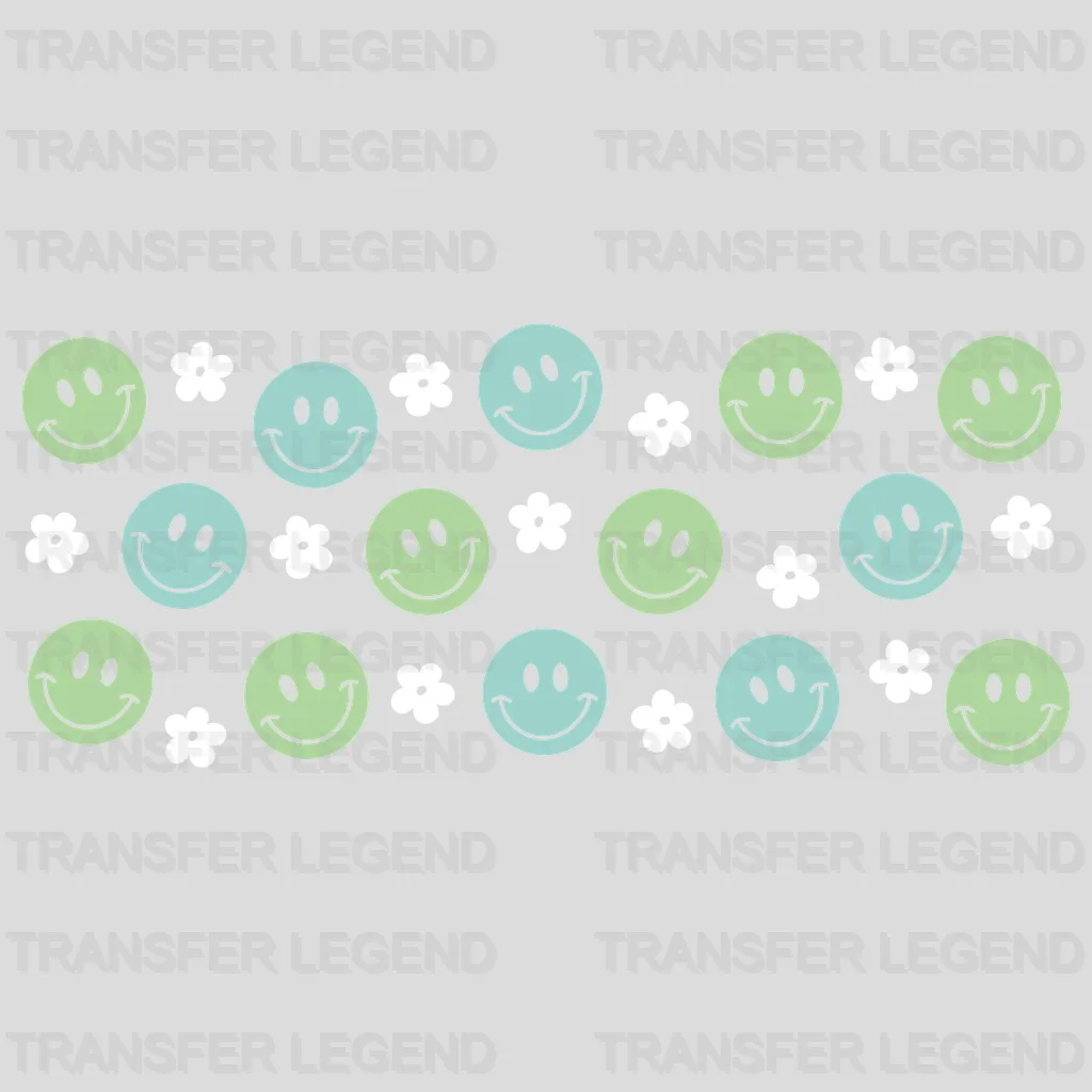 Green Smilies UV DTF Transfer Cup Wrap UV DTF Sticker - transferlegend