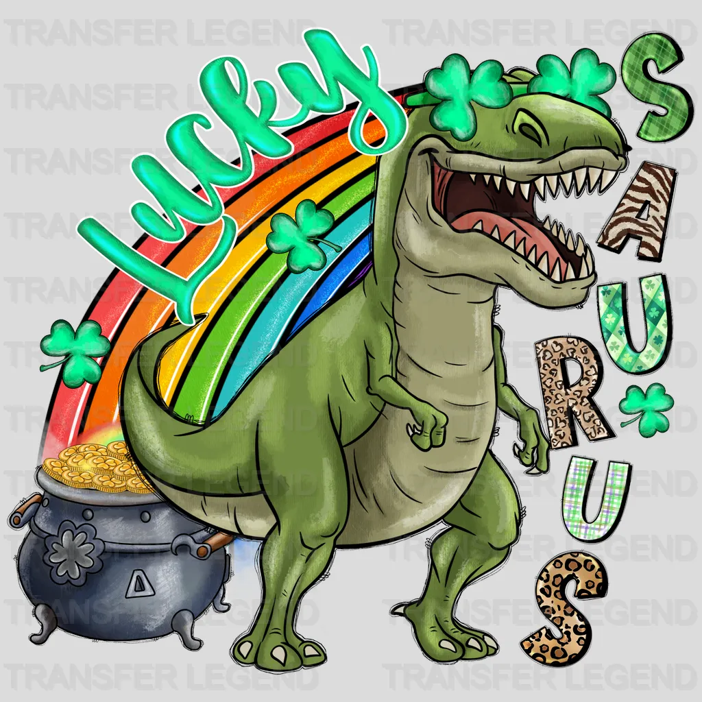 Lucky Saurus St. Patrick's Day Design - DTF heat transfer - transferlegend