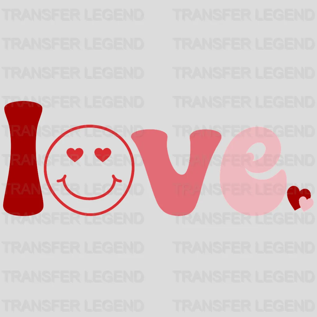 Love Smiley Face Valentine's Day Design - DTF heat transfer - transferlegend