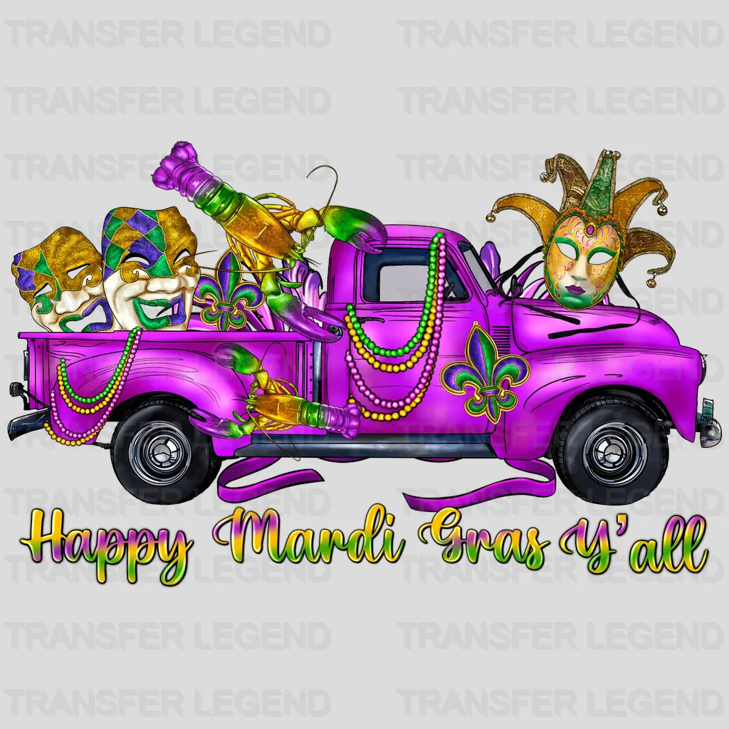 Happy Mardi Gras Y'all Design- Mardi Gras DTF heat transfer - transferlegend