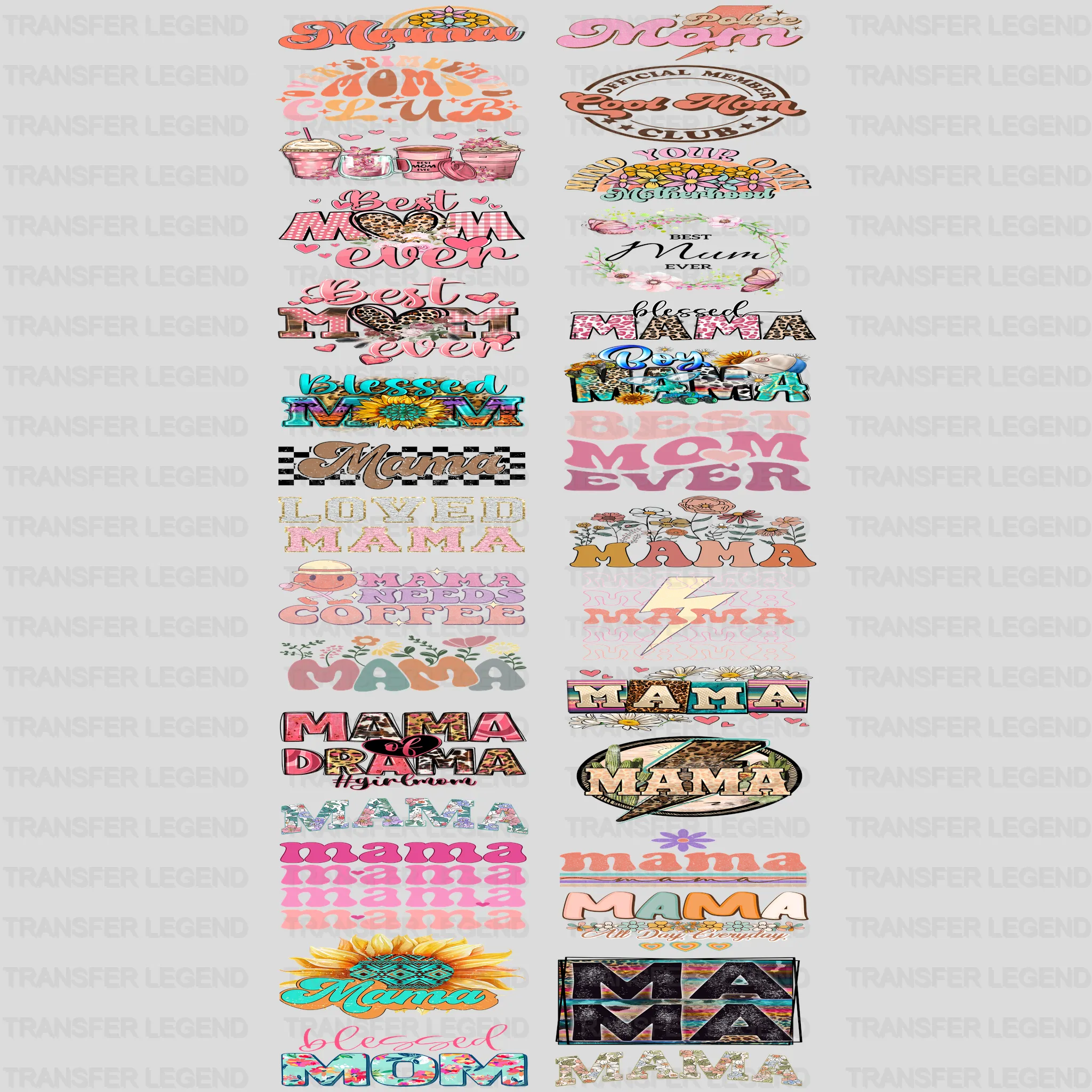 Mother's Day Premade Gang sheet - 30 PCS 10 INCH - transferlegend