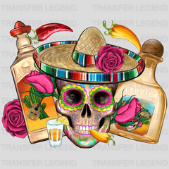 Cinco De Mayo Skull & Tequila - Cinco De Mayo DTF heat transfer - transferlegend