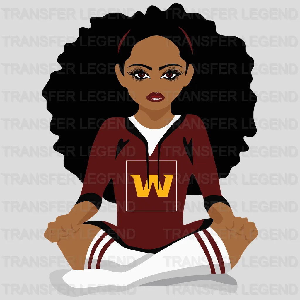 Washington Football Team Pin-up Girl Sitting Illustration NFL Design - DTF Heat Transfer