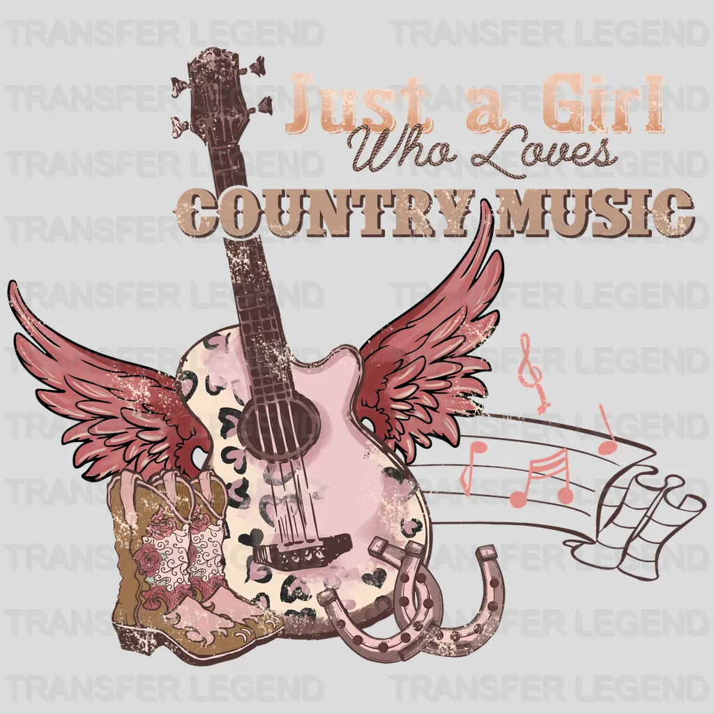 JUST A GIRL WHO LOVES COUNTRY MUSIC - DTF heat transfer - transferlegend