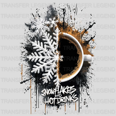 Snowflakes & Drinks Winter Design - DTF Heat Transfers - transferlegend