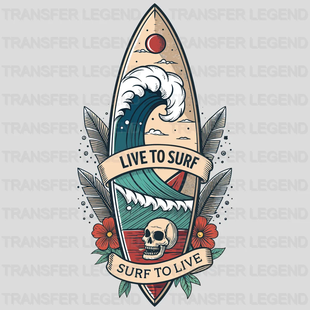 Surf To Life Surfing Design - DTF Heat Transfers - transferlegend