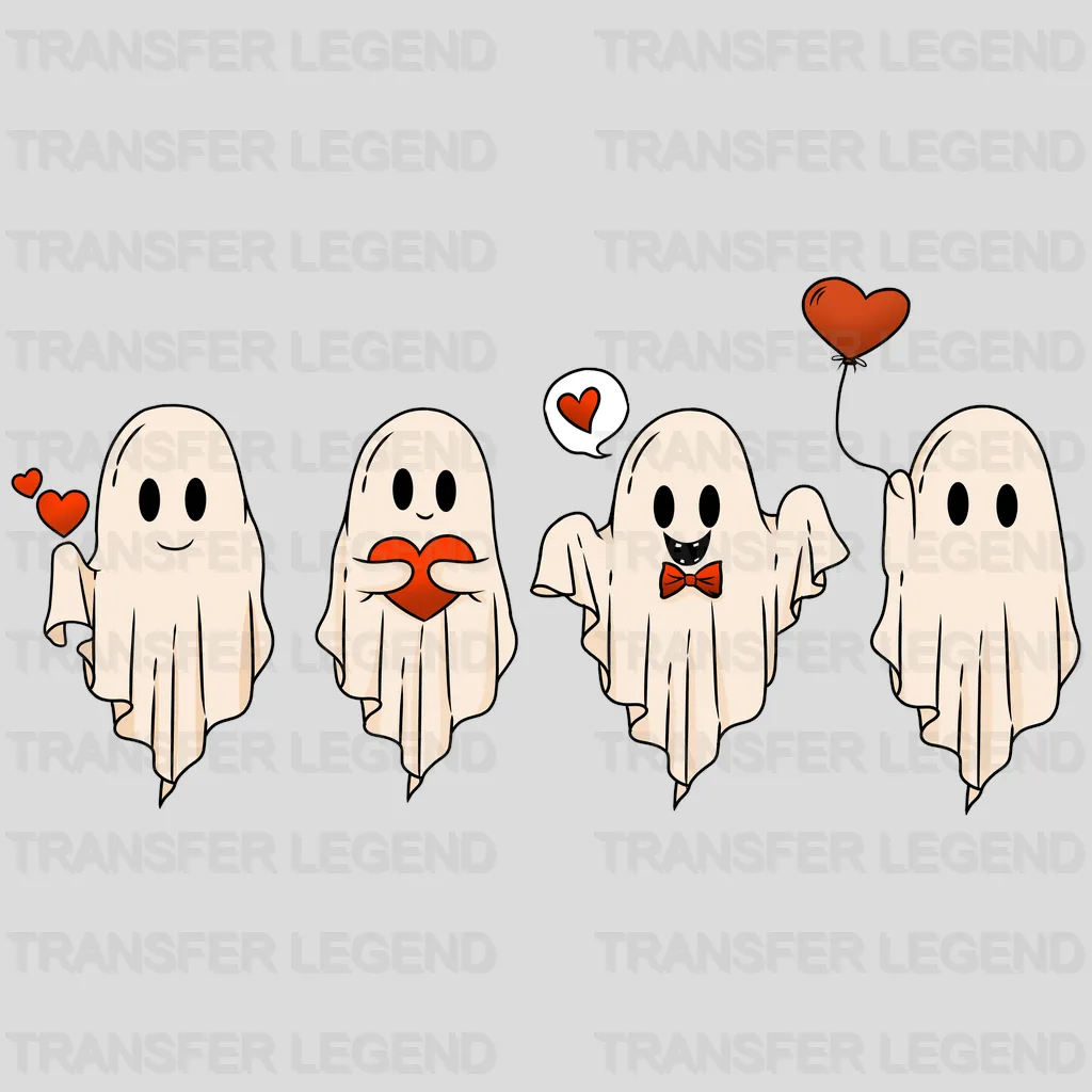 Valentıne Ghosts Cute Valentine's Day Design - DTF heat transfer - transferlegend