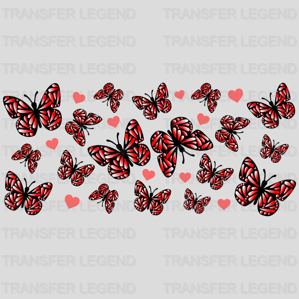 Butterflies And Hearts UV DTF Transfer Cup Wrap UV DTF Sticker - transferlegend