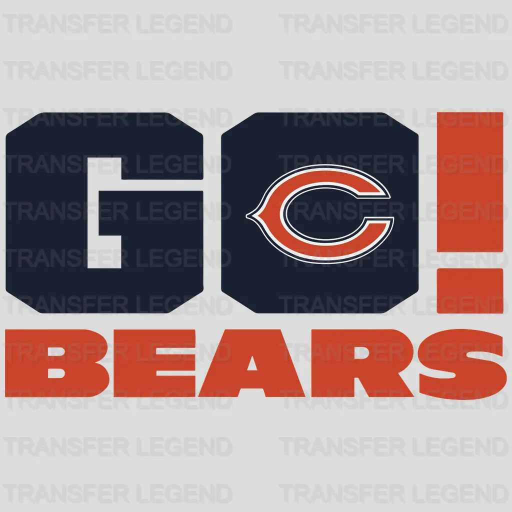 Chicago Bears Go Bears Wordmark & Exclamation NFL Design - DTF Heat Transfer