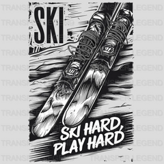 Ski Hard Play hard Winter Design - DTF Heat Transfers - transferlegend