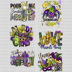 Mardi Gras Premade Gang sheet - 6 PCS 10 INCH - transferlegend