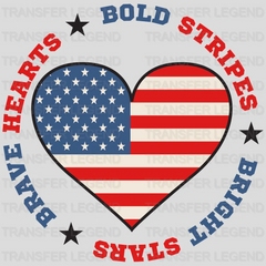 Hearts Bold Stripes Bright Stars - Memorial Day DTF Transfer - transferlegend