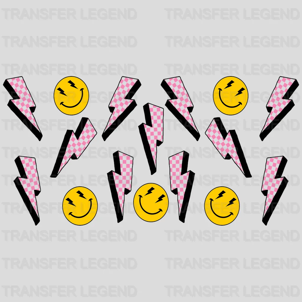 Lightning Smiley UV DTF Transfer Cup Wrap UV DTF Sticker - transferlegend