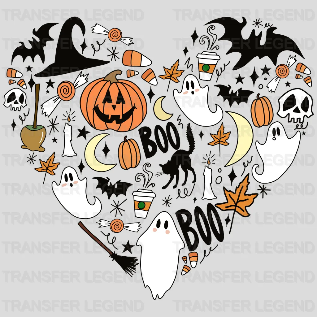 Halloween Heart Boo Pumpkin Design - DTF heat transfer - transferlegend