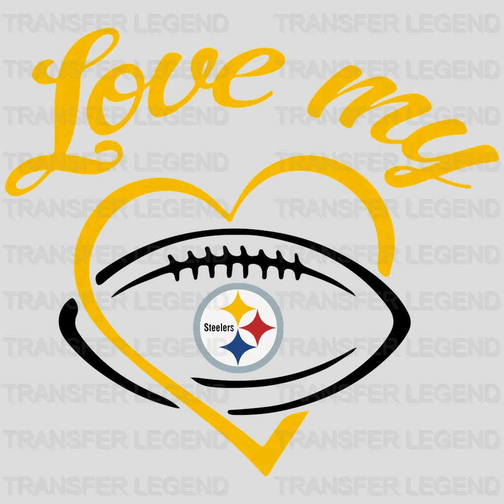 Pittsburgh Steelers stethoscope forming heart around logo, NFL design - DTF Heat Transfer