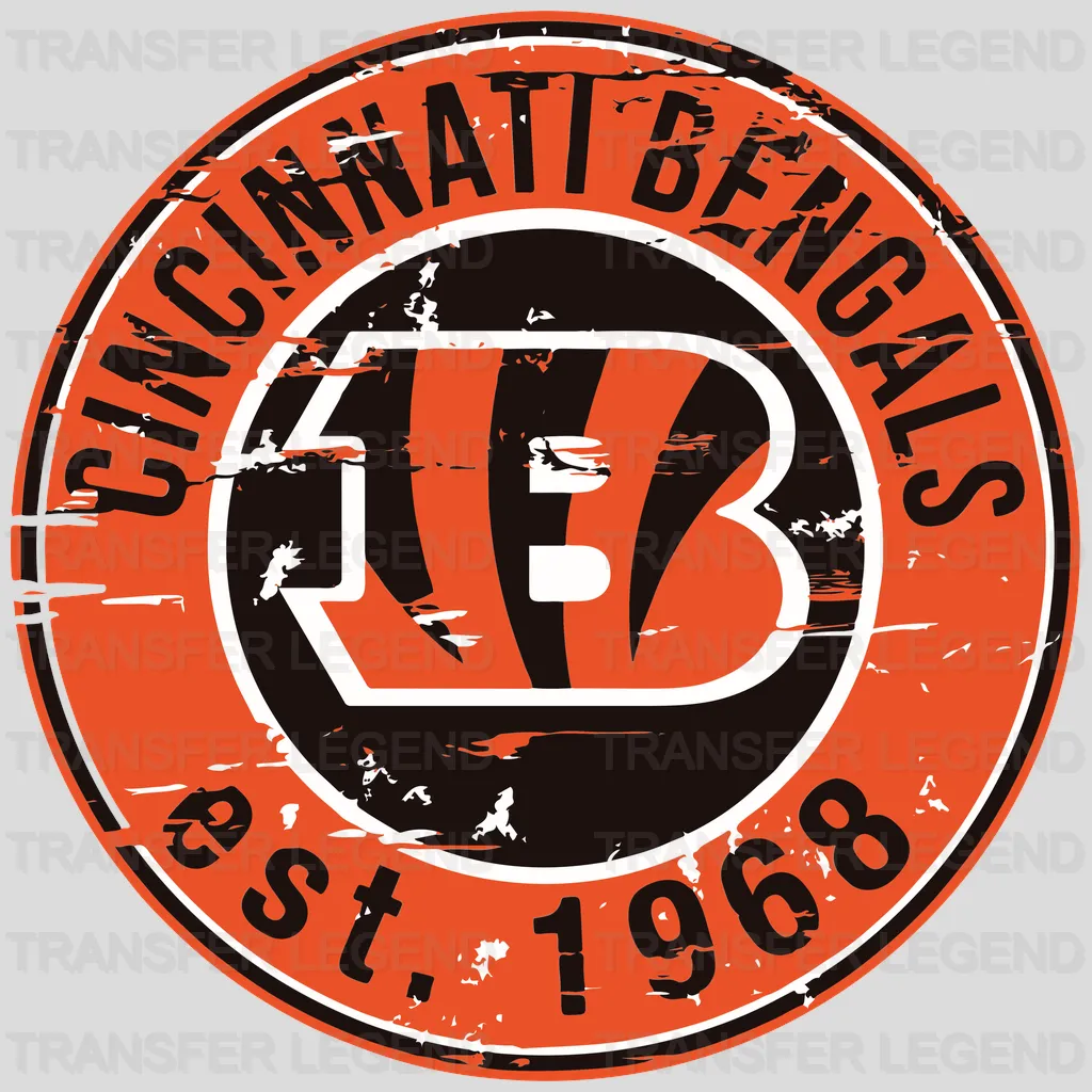 Cincinnati Bengals Vintage Circle Badge NFL Design - DTF Heat Transfer