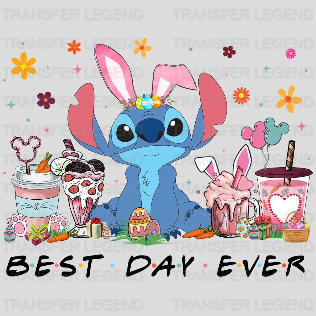 Stitch Coffee Cups Easter Best Day Ever Design- DTF heat transfer - transferlegend