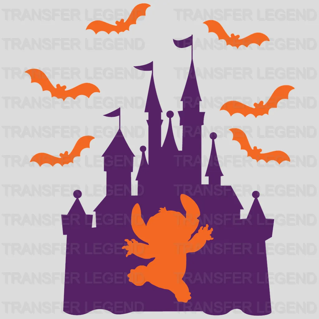 Halloween Disney Castle Stitch Bat Design - DTF heat transfer - transferlegend