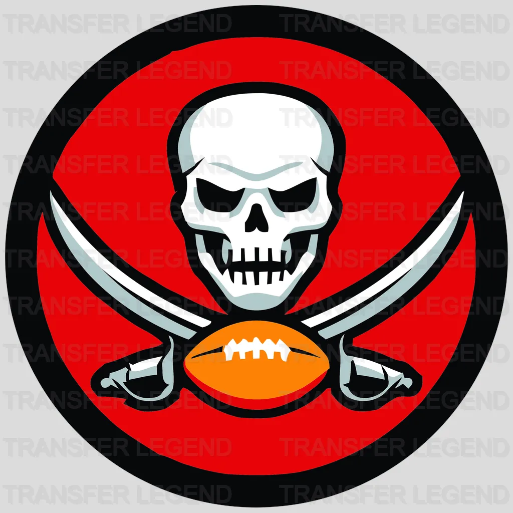 Tampa Bay Buccaneers Circular Skull & Sabers Emblem NFL Design - DTF Heat Transfer