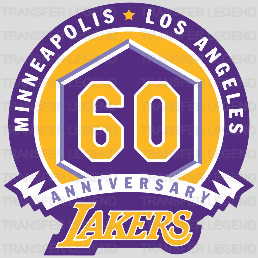 Los Angeles Lakers “Minneapolis • Los Angeles 60th Anniversary” Patch NBA Design - DTF Heat Transfer