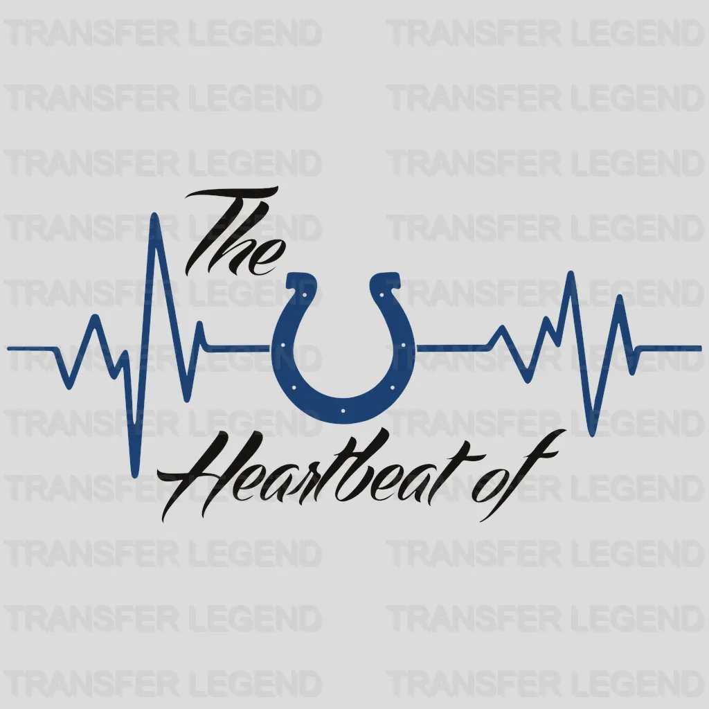 Indianapolis Colts Heartbeat Line & Horseshoe NFL Design - DTF Heat Transfer