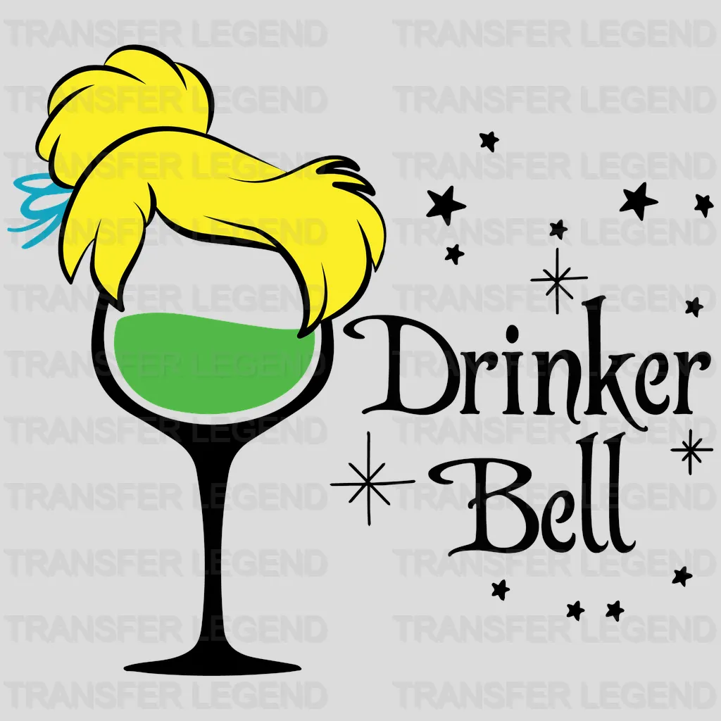 Ears Wine Glass Drinker Bell Tinkerbell Design - DTF heat transfer - transferlegend