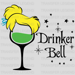 Mickey Ears Wine Glass Drinker Bell Tinkerbell Design - DTF heat transfer - transferlegend