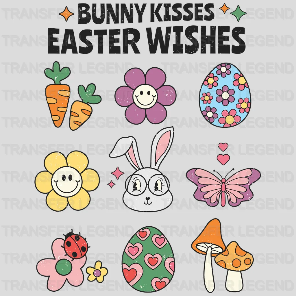 Bunny Kissess Easter Wishes Design - DTF heat transfer - transferlegend