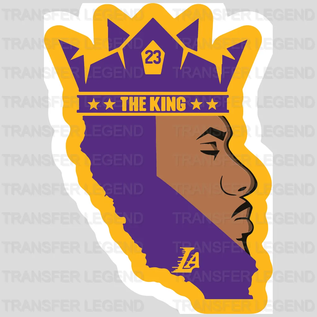 Los Angeles Lakers The King Crowned Profile LA Badge NBA Design - DTF Heat Transfer