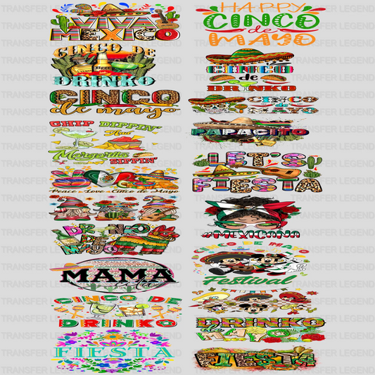 Cinco De Mayo Premade Gang sheet - 20 PCS 10 INCH (Bundle 4) - transferlegend