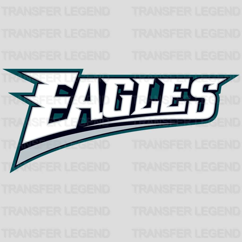Philadelphia Eagles stylized ‘EAGLES’ script with swoosh underline, NFL design - DTF Heat Transfer