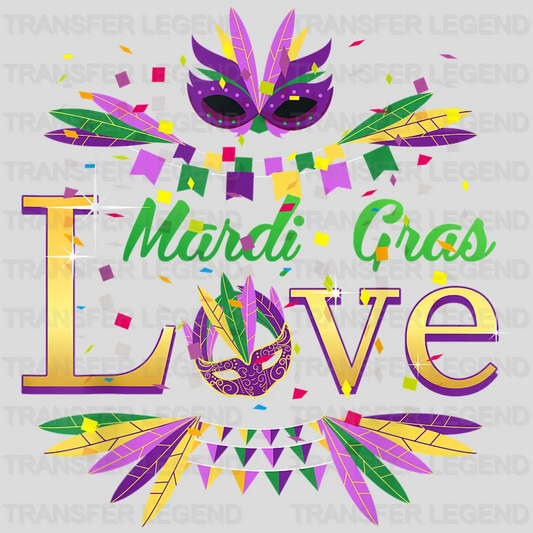 Love Mardi Gras Design- Mardi Gras DTF heat transfer - transferlegend