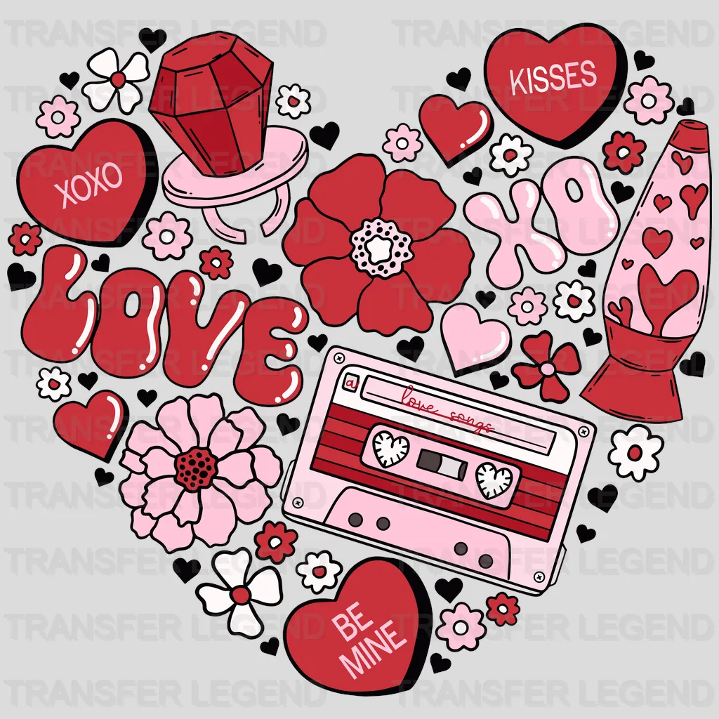 Mix Tape Valentine Heart Valentine's Day Design - DTF heat transfer - transferlegend