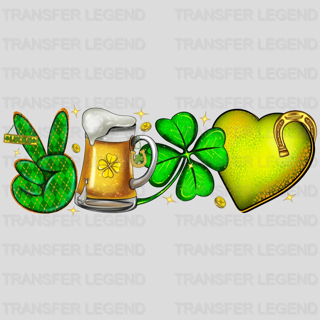 Peace Love Beer Shamrock St. Patrick's Design - DTF heat transfer - transferlegend