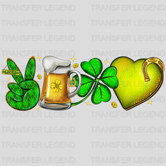 Peace Love Beer Shamrock St. Patrick's Design - DTF heat transfer - transferlegend