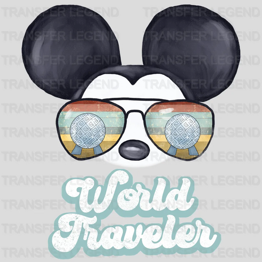 World Traveler Mouse And Mi Aviator Sunglasses Design - DTF heat transfer - transferlegend