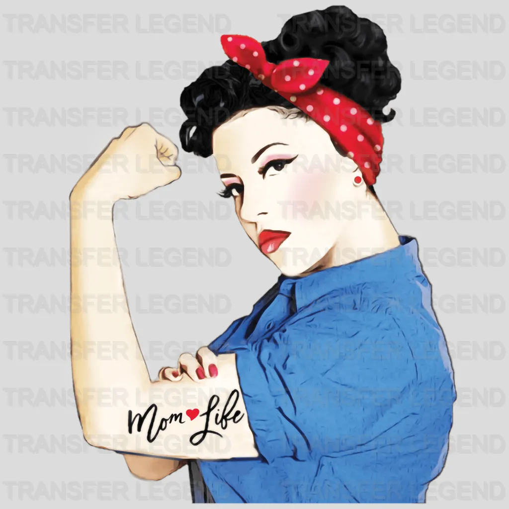 Mom Life Tattoo Heart Girl Power Pinup Retro Mommy - Strong Mama - Mothers Day - Design - DTF heat transfer - transferlegend