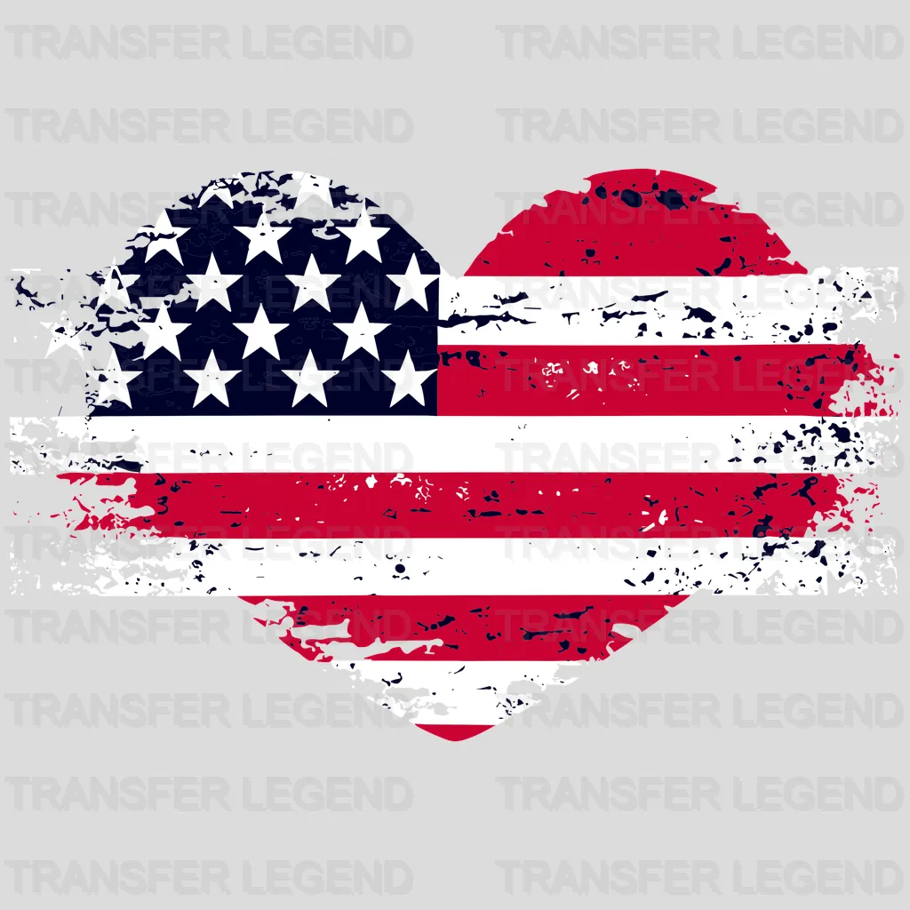 Heart Flag USA Design - DTF Heat Transfers - transferlegend
